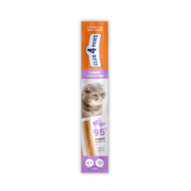 Високопротеиново лакомство за котки CLUB 4 PAWS Premium meaty stick месен стик с Пеушко и агнешко